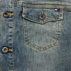 Vintage 90s Tommy Hilfiger Denim Jacket Womens XS Blue Western Trucker