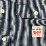 Levi's Long Sleeve Worker Shirt Mens Large Blue Washington Stripe Relaxed Denim