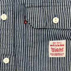 Levi's Long Sleeve Worker Shirt Mens Large Blue Washington Stripe Relaxed Denim