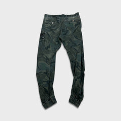 G-Star Raw Pants Mens 29x28 Green Camo Powel 3D Tapered Cuffed Cargo Trousers