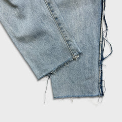 Levi's 512 Jeans Men 34x28 Blue Slim Frayed Leg Light Wash Distressed Denim Pants
