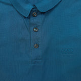 Hugo Boss Polo Shirt Mens Medium Blue Slim Fit Pima Logo Casual Pique Short Sleeve
