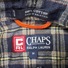 Vintage 90s Chaps Ralph Lauren Shirt Mens Medium Blue Plaid Flannel Button Up