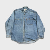 Vintage 90s Levi's Denim Shirt Mens Large Blue Faded Western Button Up