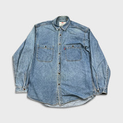 Vintage 90s Levi's Denim Shirt Mens Large Blue Faded Western Button Up