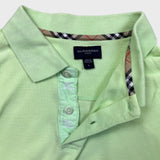 Burberry Golf Polo Shirt Mens Large Green Nova Check Tartan Cotton Preppy