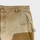 Vintage 90s Carhartt Pants Mens 36x29 Beige Double Knee Distressed USA Workwear