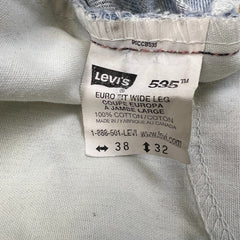 Vintage 90s Levi's 535 Jeans Mens 38x32 Blue Euro Fit Light Wash Wide Leg Baggy Pants