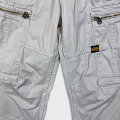 G-Star Raw Pants Mens 34x30 White Straight Fit Casual Utility Cargo Trousers
