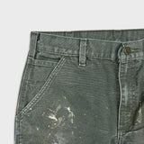 Carhartt B11 MOS Pants Mens 32x27 Green Loose Fit Washed Duck Workwear Dungaree