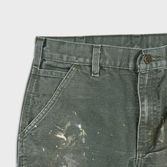 Carhartt B11 MOS Pants Mens 32x27 Green Loose Fit Washed Duck Workwear Dungaree
