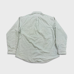 Vintage 90s Polo Ralph Lauren Shirt Mens XL White Green Striped Preppy Button Up