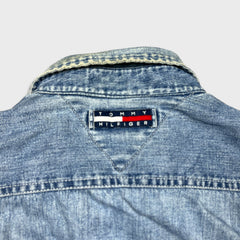 Vintage 90s Tommy Hilfiger Denim Shirt Mens Large Blue Tommy Jeans Button Up