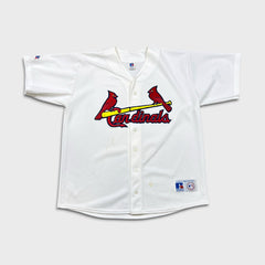Vintage 90s Russell Athletic St. Louis Cardinals Jersey Mens 2XL White Baseball MLB