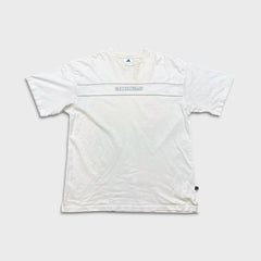 Vintage 90s Adidas T Shirt Mens XL White Spell Out Athletic Short Sleeve Tee
