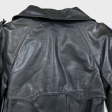 Vintage 90s JOFAMA Swedish Leather Trench Coat Women Size 6 Black Quilted Lined