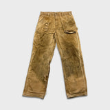 Carhartt Pants Mens 34x32 Beige Carpenter Thrashed Workwear Hammer Loop Canvas