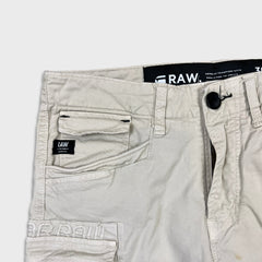 G-Star Raw Pants Mens 32x28 White Straight Fit Casual Utility Cargo Trousers