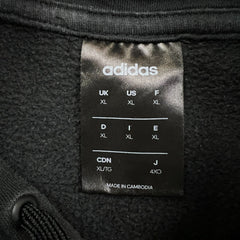 Adidas Hoodie Mens XL Black 3 Stripes Spell Out Pullover Hooded Sweater