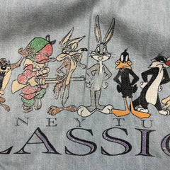 Vintage 1993 Looney Tunes Denim Shirt Mens XL Blue Light Wash Cartoon Classics