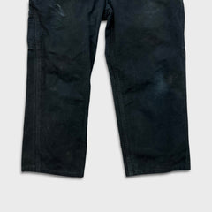 Carhartt B11 Pants Mens 34x27 Black Loose Fit Washed Duck Workwear Dungaree