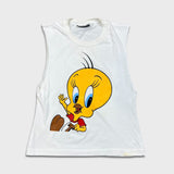 Vintage 1995 Tweety Bird Sleeveless Shirt Womens XS White Looney Tunes Cartoon Top