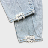 Levi's 501 S Jeans Womens 31x28 Blue Skinny Taper Leg Light Wash Distress Denim Pants
