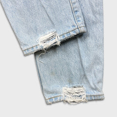 Levi's 501 S Jeans Womens 31x28 Blue Skinny Taper Leg Light Wash Distress Denim Pants