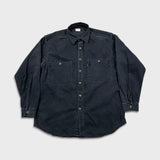 Levi's Denim Shirt Mens Large Black Red Tab Stone Wash Casual Western Button Up