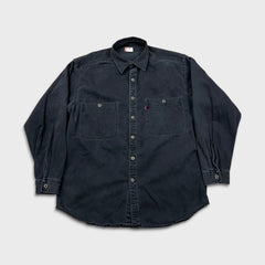 Levi's Denim Shirt Mens Large Black Red Tab Stone Wash Casual Western Button Up