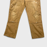 Dickies Pants Mens 40x32 Tan Double Knee Distress Carpenter Fade Canvas Workwear