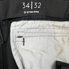 G-Star Raw Pants Mens 34x32 Black Straight Fit Casual Utility Cargo Trousers