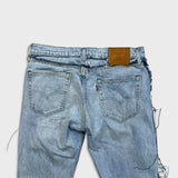 Levi's 512 Jeans Men 34x28 Blue Slim Frayed Leg Light Wash Distressed Denim Pants