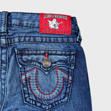 True Religion Jack Big T Jeans Womens 28x32 Blue Slim Straight Low Rise USA Denim Pants