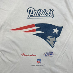 Vintage Y2K New England Patriots T Shirt Mens XL White Budweiser Bud Light NFL Football