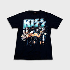 Vintage Y2K Kiss T Shirt Mens Large Black Double Sided Graphic Rock Band Tee