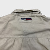 Vintage Tommy Hilfiger Shirt Mens Large Beige Tommy Jeans 90s Button Up Preppy