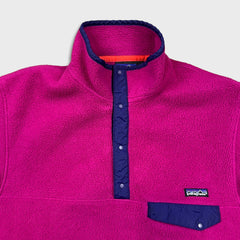 Vintage 90s Patagonia Synchilla Snap T Fleece Mens Large Pink USA Pullover Jacket