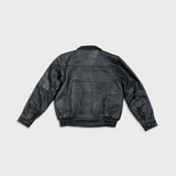 Vintage Y2K Ultra One Platinum TA Petro Leather Jacket Mens Medium Black A2 Flight Bomber