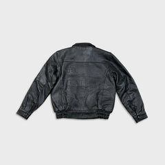 Vintage Y2K Ultra One Platinum TA Petro Leather Jacket Mens Medium Black A2 Flight Bomber