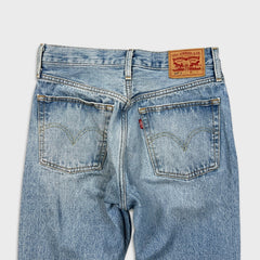 Levi's 501 S Jeans Womens 26x28 Blue Skinny Light Wash Distressed Faded Denim Pants