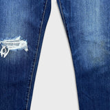 Levi's 501 T Jeans Mens 32x28 Blue Taper Fit Distressed Dark Wash Denim Pants