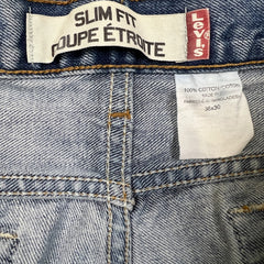 Vintage Y2K Levi's 516 Jeans Mens 36x30 Blue Slim Fit Straight Leg Light Wash Distress Denim Pants