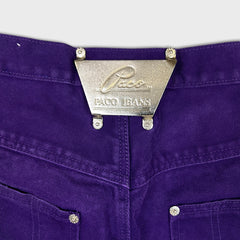 Vintage PACO Jeans Mens 32x34 Purple Straight Baggy Fit Denim 90s Pants