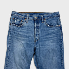 Levi's 501 S Jeans Womens 29x28 Blue Skinny Taper Leg Light Wash Distressed Denim Pants