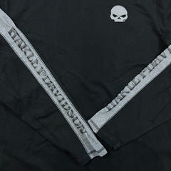 Vintage Y2K Harley Davidson Skull Shirt Mens XL Black Spell Out Long Sleeve Tee