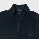 Vintage Y2K Nautica Fleece Mens Large Black 1/4 Zip Outdoor Pullover Jacket
