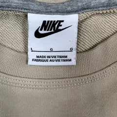 Nike Sportswear Sweatshirt Mens Large Beige Swoosh Pullover Crewneck