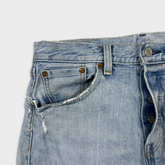 Levi’s 501 ST Jeans Mens 30x30 Blue Straight Taper Light Wash Distressed Denim Pants