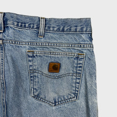 Carhartt B18 STW Jeans Mens 37x30 Traditional Fit Taper Faded Distress Workwear Pants